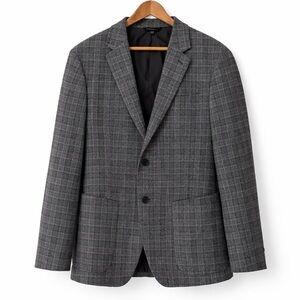 Banana Republic 44R Gray Plaid Wool Blend Blazer Sport Coat 44 Regular